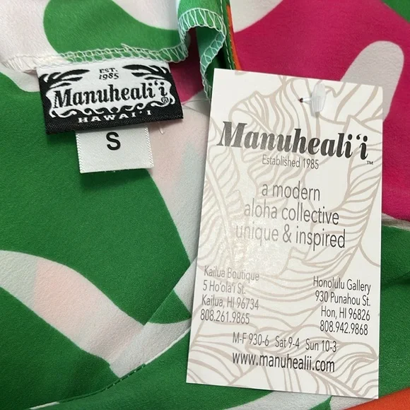 NWT Manuhealii Alina Dress Monstera Dragonfruit S - Picture 5 of 7